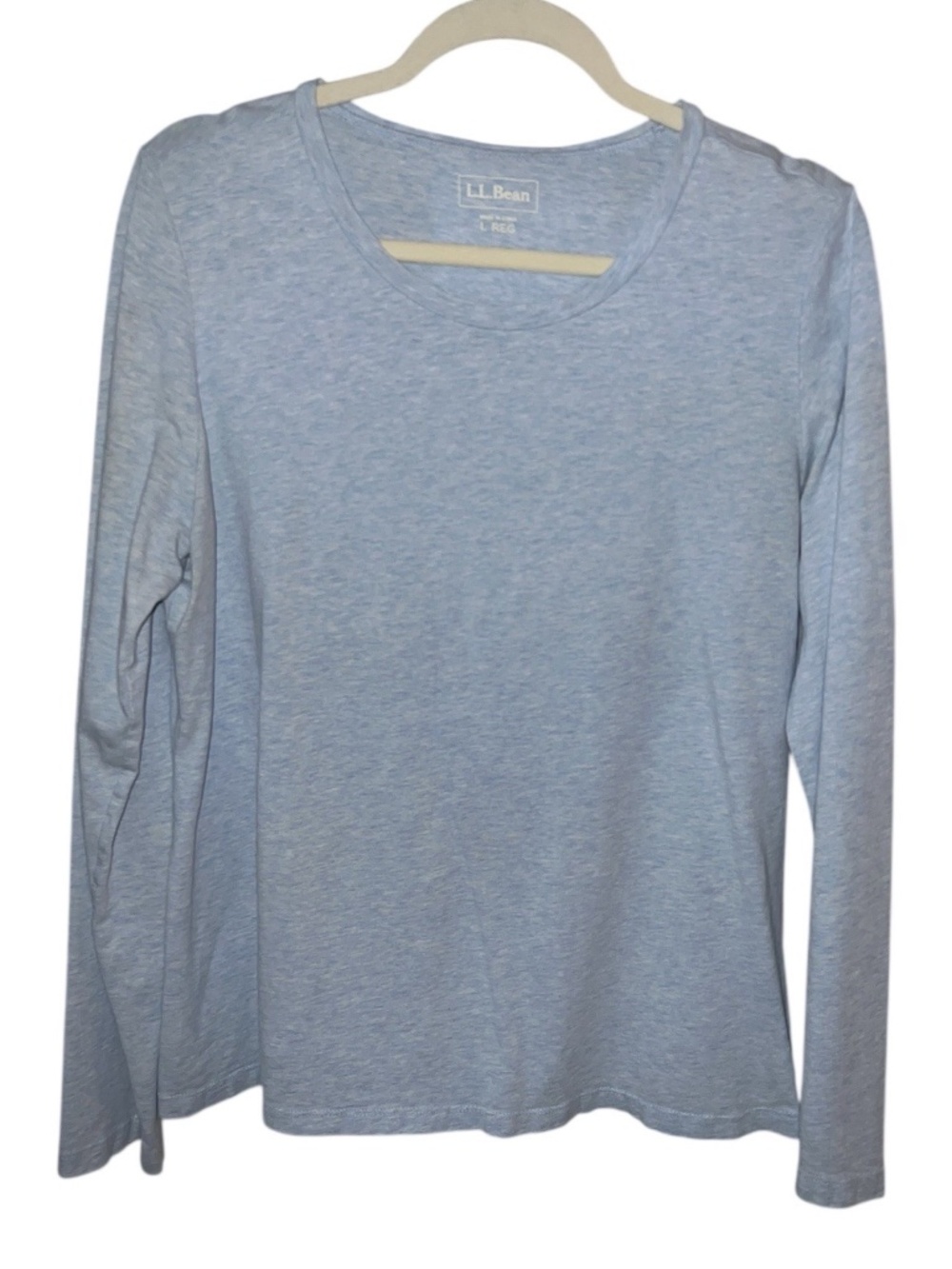 LL Bean Women’s Long Sleeve Crew Neck Layering Top Blue Sz L REG